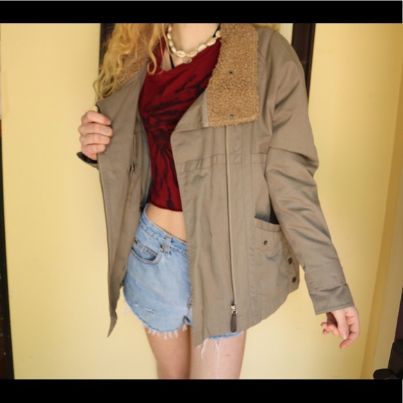 Poetry Brown Faux Fur Collar Zipper Layer Jacket ! - Picture 2 of 6